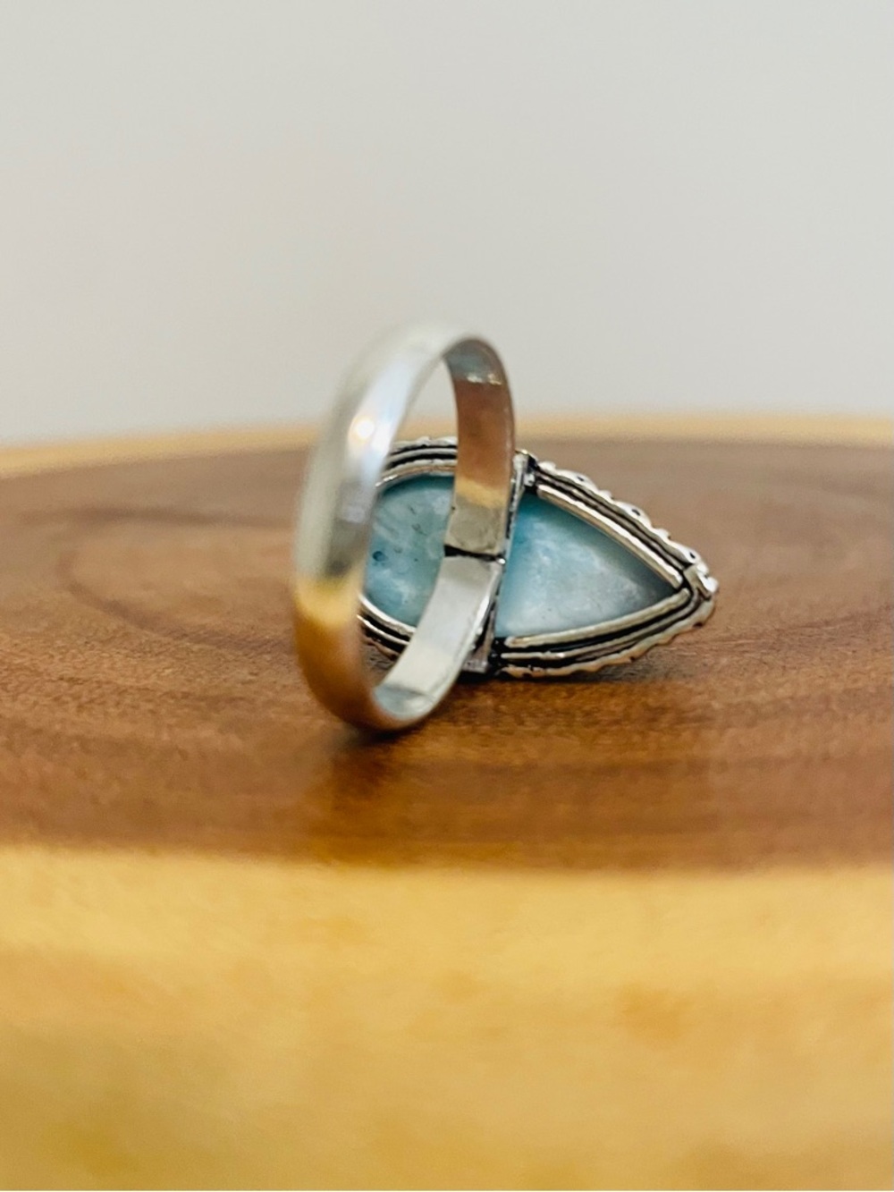 Genuine Larimar Sterling Silver Plated Teardrop Ring NWOT - Picture 8 of 10